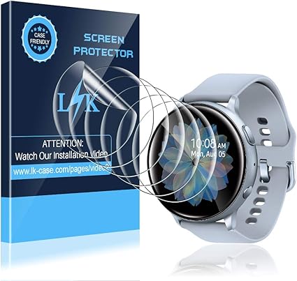 LK [6 Pack] Screen Protector for Samsung Galaxy Watch Active 2 44mm SmartWatch Flexible Film (Max Coverage) HD Clarity, Anti-Scratch Case Friendly