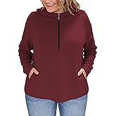 VOGRACE Plus-Size-Hoodies for Women Casual Half Zip Sweatshirts Trendy Long Sleeve Polar Fleece Pullover Warm Loose Tops