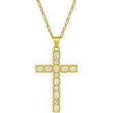 LiteVibe 14k Gold Cross Necklace for Women Small Petite Crucifix Pendant Necklace
