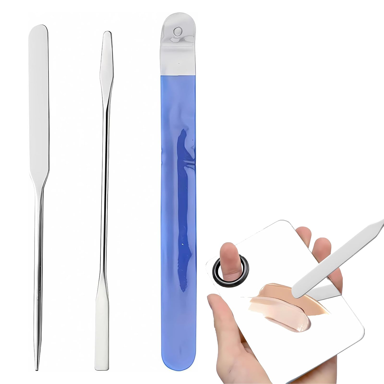 MIUPOO New Korean Stainless Steel Picasso Makeup, Spatula Korean, Stainless Steel Makeups pudder, Make Up Spatula Tool, 2 Pieces