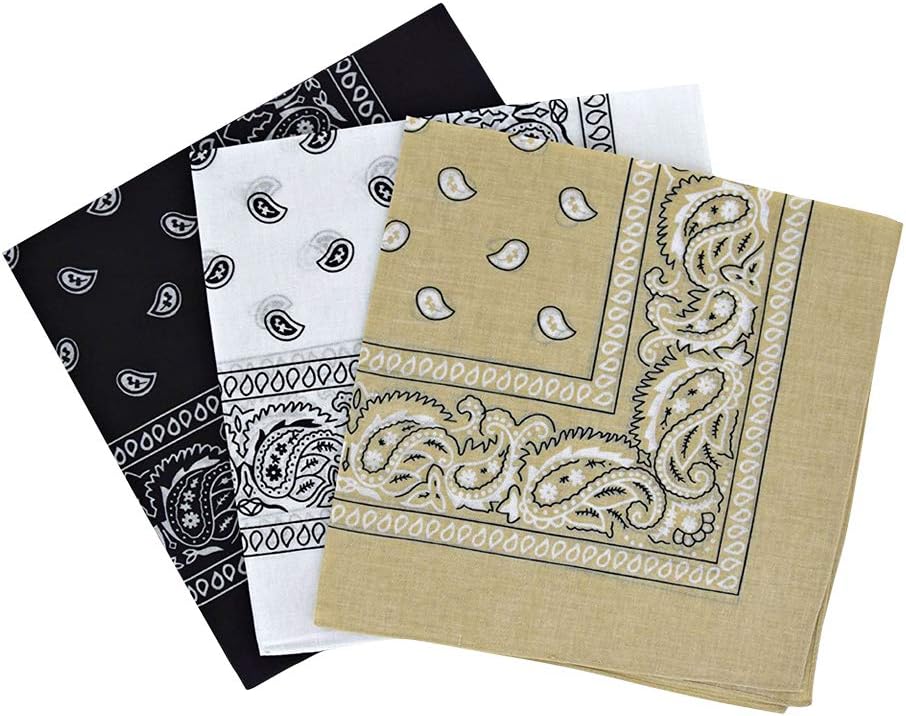 By Neki Paisley Bandanas Headband Scarf Pack Of 3 Mixed Colours Cotton Paisley Print, Fashion Hair Accessory, Sports, Multifunctional, UK Seller FREE UK Postage