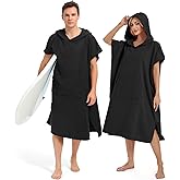 Abahub Surf Poncho Men & Women Towel Poncho Adult with Hood, Thick Quick Dry Changing Poncho Towel, Microfiber Wearable Cover Up for Surfing Beach Swim - Absorbent Changing Towel L (Black)