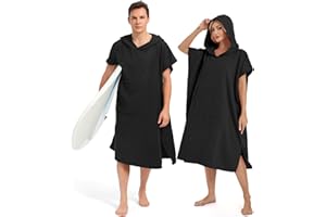 Abahub Surf Poncho Changing Robe with Hood, Thick Quick Dry Microfiber Wetsuit Changing Towel for Surfing Beach Swim Outdoor 