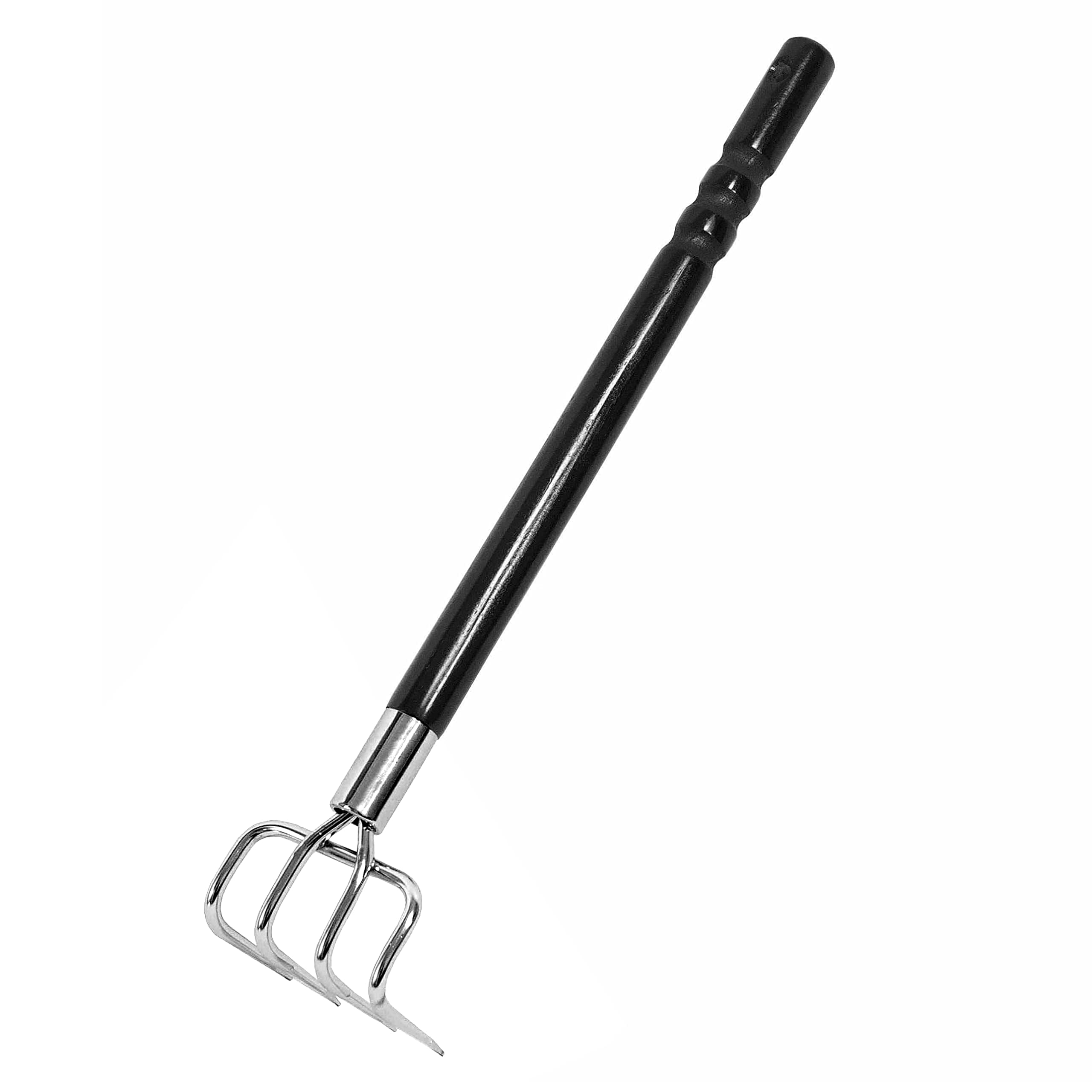 Garden Helper Heavy Duty 4 Claw Japanese Steel Hand Cultivator Tool, 19'' Long Handle, Made in JAPAN, Ergonomic Wood Handle, Manual Operation, Alloy Steel Material, Silver C-2
