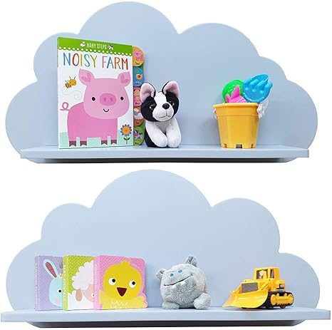 grey nursery shelves