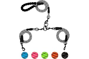 LUCK DAWN Dual Dog Leash - 360 Swivel, No Tangle, Reflective for Large, Medium & Small Dogs