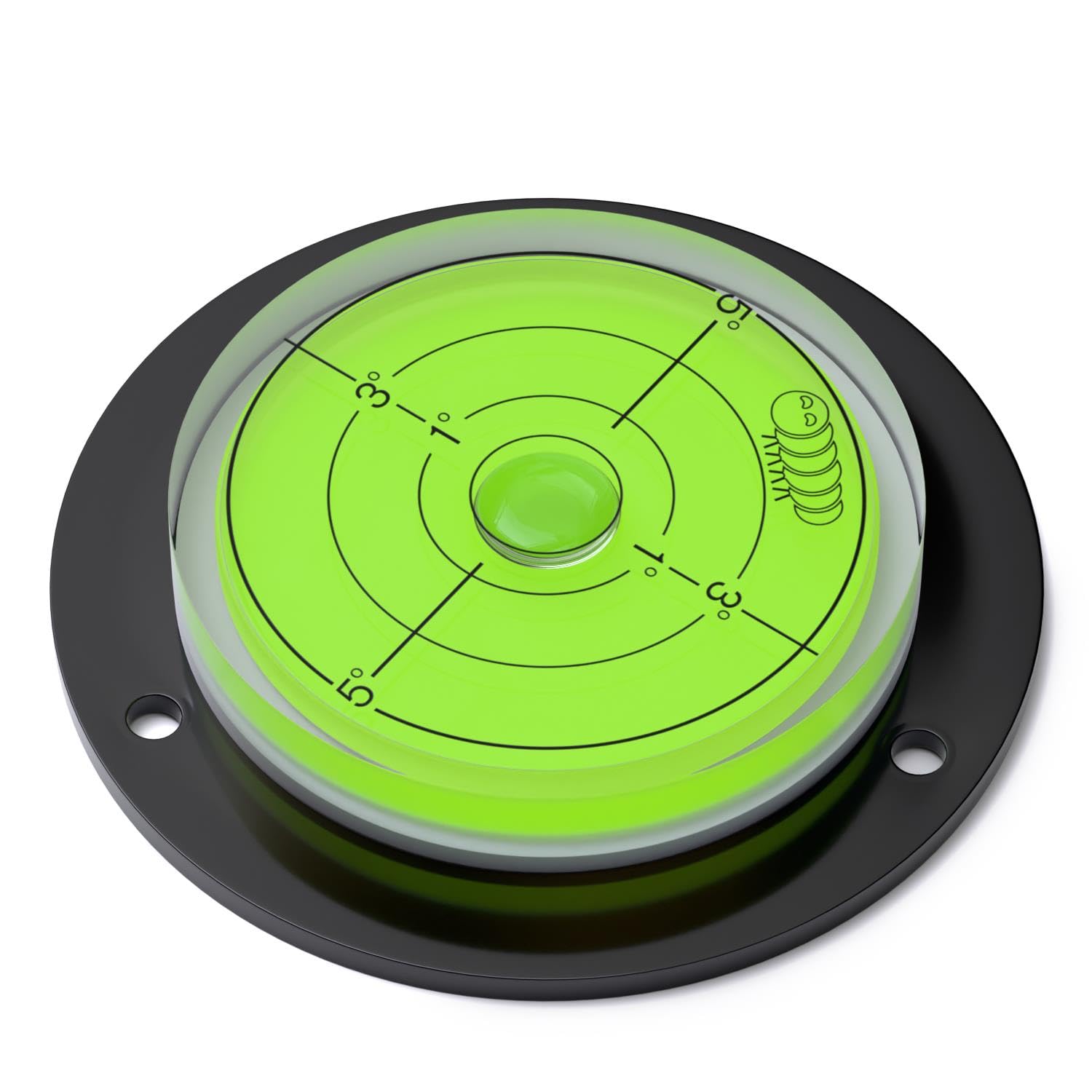 Flanged Circular Angle Large Spirit Bubble Level (Green aqueous) 80mm Diameter with Degree Marking - Surface Level, Bulls Eye Bullseye Round