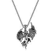 VersaKits Pendant Necklace for Men with Box Chain Versatile Stainless Steel Silver Pendant
