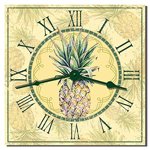 Pineapple Yellow Decorative Hardboard Kitchen Clock