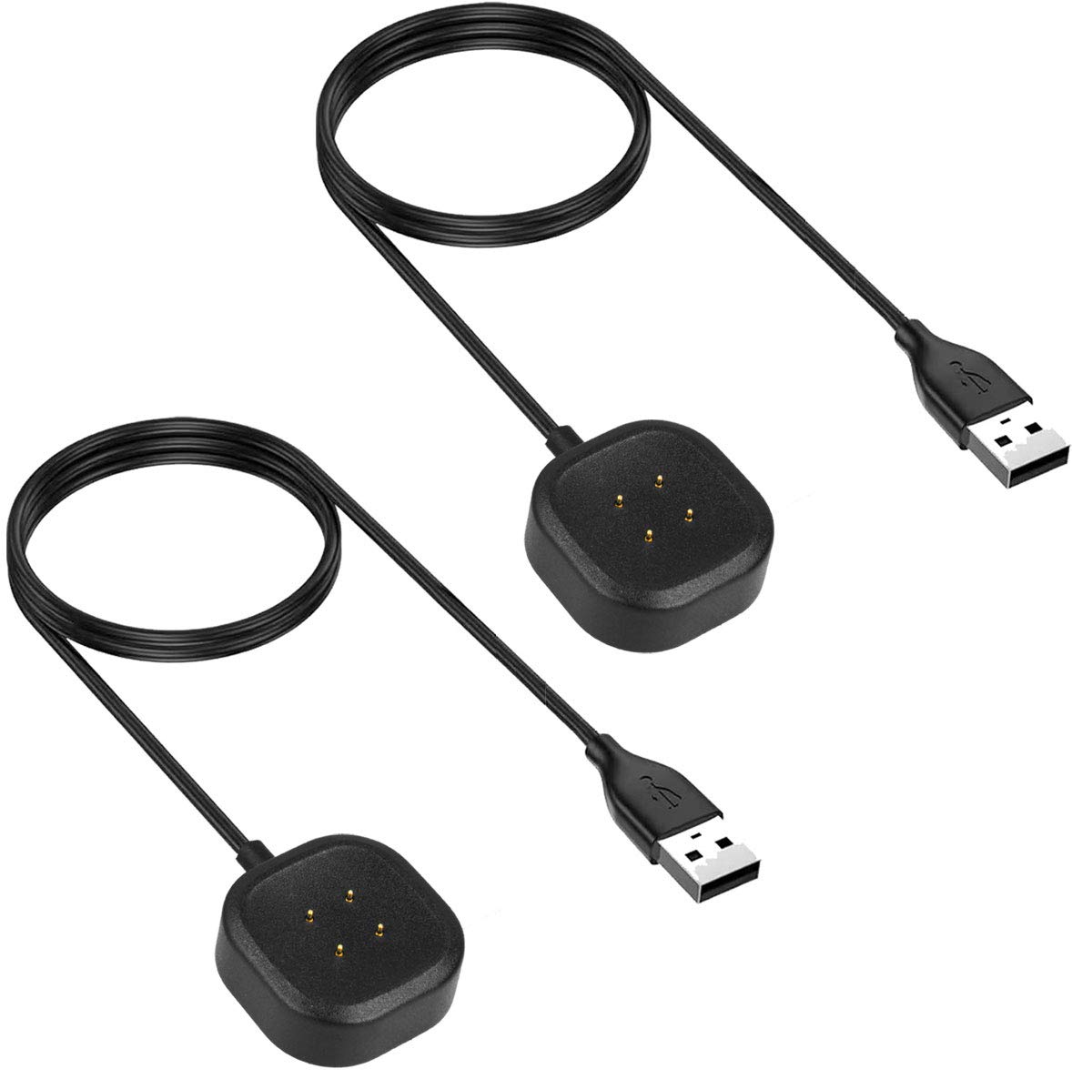 2 Pack of TECHGEAR Replacement USB Charger Cable Dock for Fitbit Versa 3 / Versa 4 / Sense/Sense 2, USB Charging Power Cradle Dock Compatible with Fitbit Versa 3/4 & Sense 1/2 SmartWatch