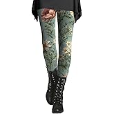 Floral Leggings for Women High Waisted Vintage Printed Tummy Control Leggings Casual Plus Size Yoga Pants Slim Tights