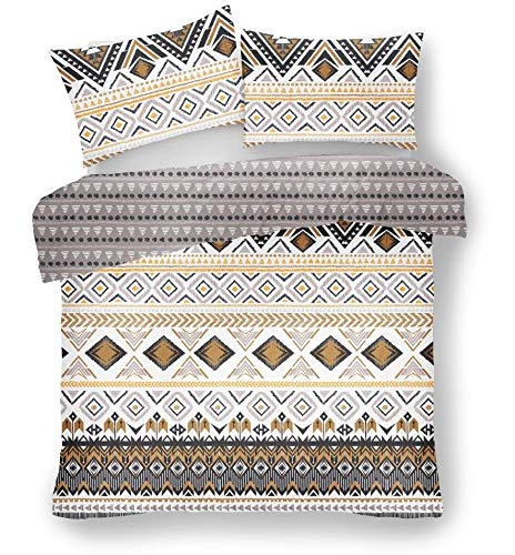 GAVENO CAVAILIA Geometric Geo Diamond Mustard Yellow Grey King Bed Duvet