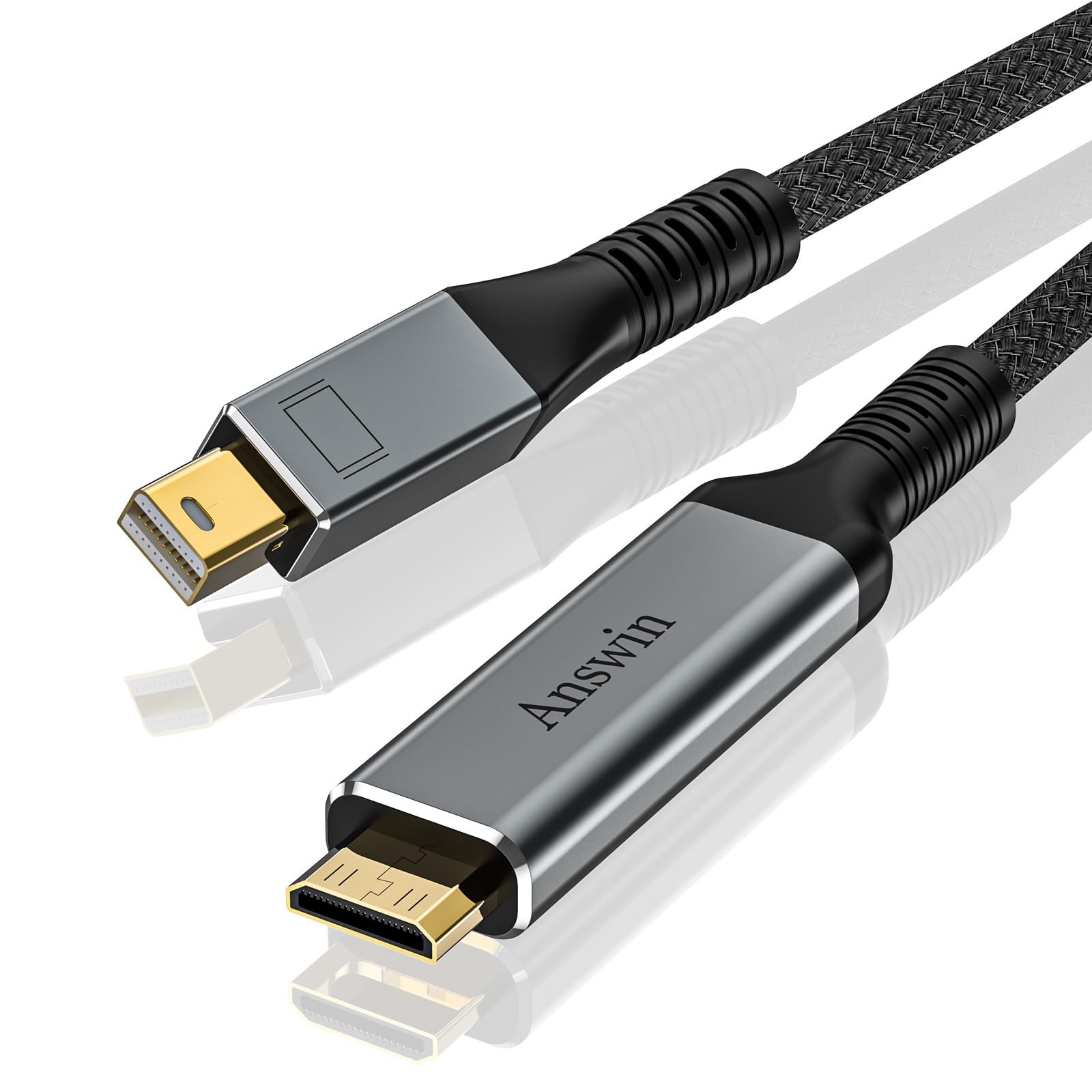 Photo 1 of Answin Mini Displayport to Mini HDMI Cable 4K Unidirectional 6Ft 2K@60Hz Thunderbolt 2 to Mi-ni HDMI Cable for MacBook, Surface Pro/Dock to KYY, ARZOPA, VILVA, MNN Portable Monitor (Not HDMI)