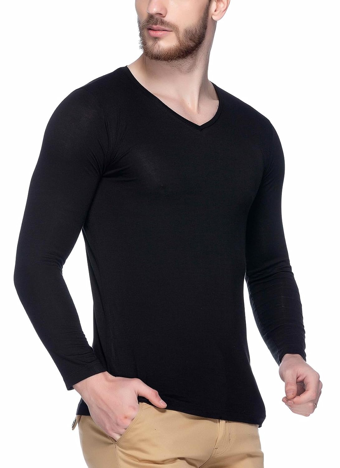 tinted men's viscose v-neck full sleeve t-shirt (tj101vf)