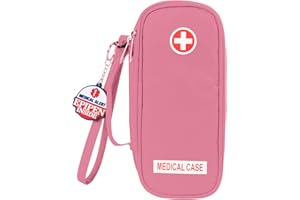 Jayour EpiPen Medical Carrying Case Insulated, Travel Medication Organizer Bag Emergency Medical Pouch, Fits 2 EpiPens, Asthma Inhaler, Anti-Histamine, Auvi-Q, Allergy Medicine Essentials (Pink)