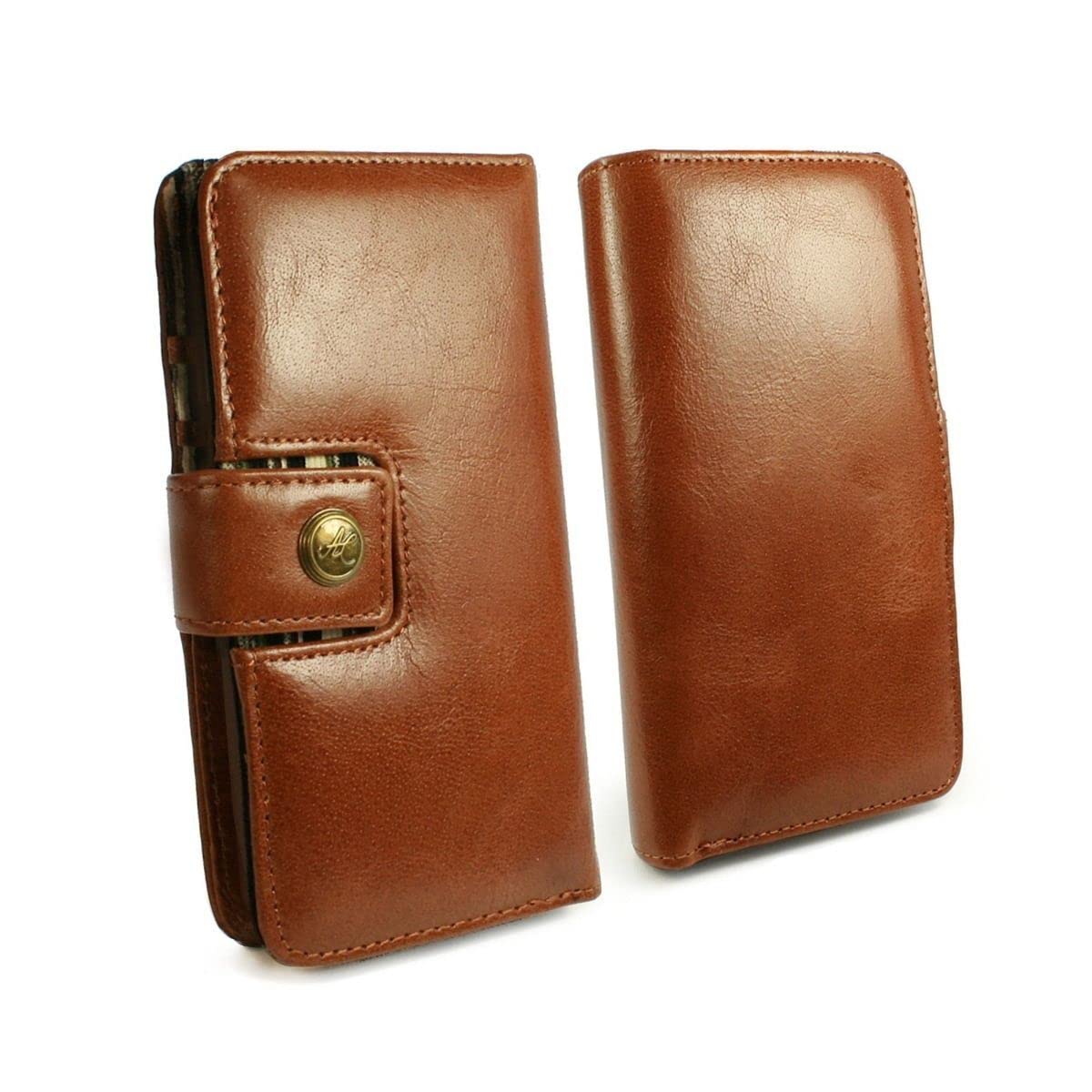 Alston Craig Magnetic Shell Vintage Leather Case Wallet [with RFID Blocking] Compatible with iPhone 13/14 Pro - Brown