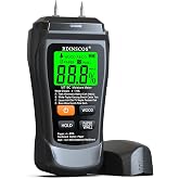 RDINSCOS Digital Moisture Meter for Wood | Moisture Detector with Firewood Testing, Fixed Pins, 4 Modes, Three-Color Display Alarm, Home Inspection