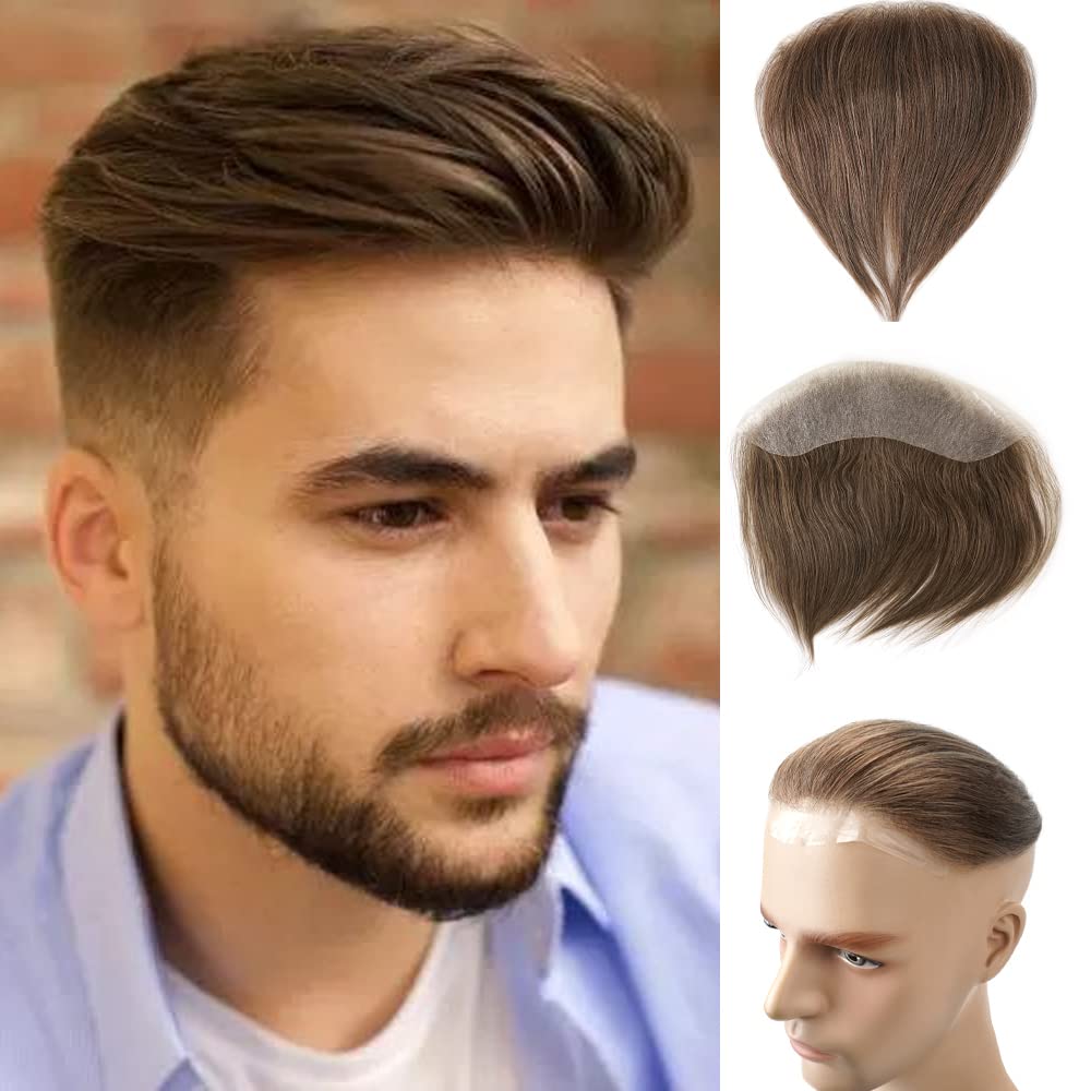 Lordhair V-Shape Frontal Hairpiece for Men, Natural Human Hair System with PU Thin Skin for Receding Hairline Coverage — image 1