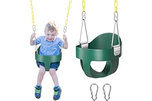 DECORLIFE Toddler Swing, Baby Swing Outdoor –High Back Full Bucket Swing Set, 330lb Capacity, Safety Design, Plastic-Coated Chains and Quick-Snap Carabiners for Backyard, Playground