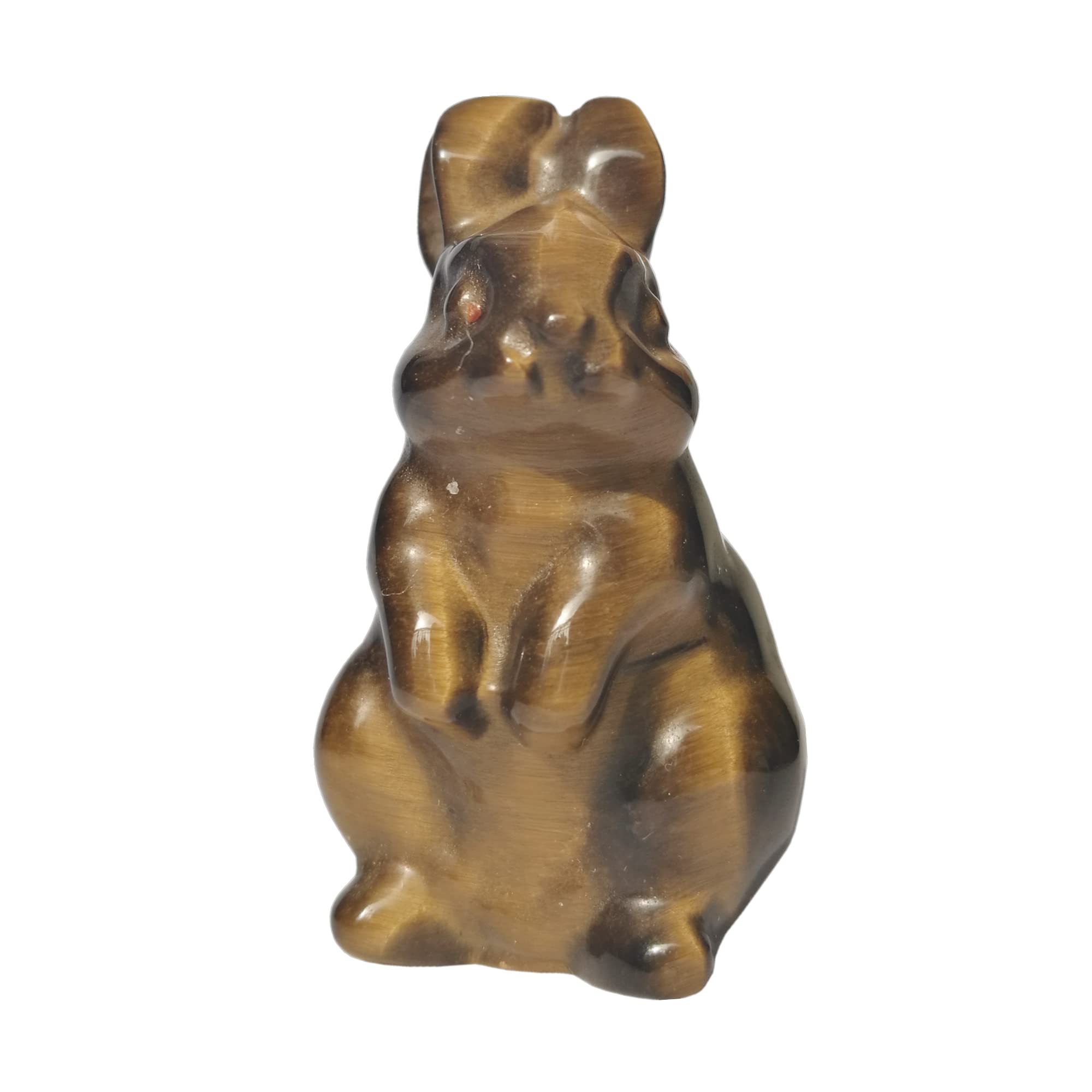 Manekieko Natural Tiger's Eye Hand Carved Rabbit Statue,38mm Crystals and Healing Stones Animal Figurines Gemstone