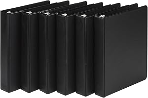 Samsill Economy 3 Ring Mini Binder, Made in The USA, 1-Inch Round Ring Binder, Holds 100 Sheets, Black, 6 Pack (MP32300)