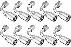 Venussar 10 PCS 90° Hydraulic Hose Fittings, for 3/8" Hose x 3/8" JIC 37° Female 90° Hydraulic Hose End Elbow Crimp Fitting
