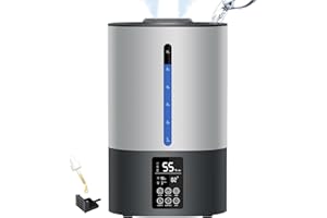 COOLFIQU 6L Humidifiers for Bedroom Large Room, Cool and Warm Humidifiers for Plants Mist Top Fill Desk Humidifiers Essential Oil Diffuser, Quiet Humidifiers with Adjustable Mist,360°Nozzle-Gray