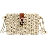 Van Caro Handwoven Cotton Straw Shoulder Bag Crochet Tassel Beach Bohemian Purse for Women