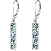 Abalone Filigree Earrings Dangle S925 Sterling Silver Bar Filigree Leverback Earrings Filigree Jewelry For Wome Female Mother Gifts