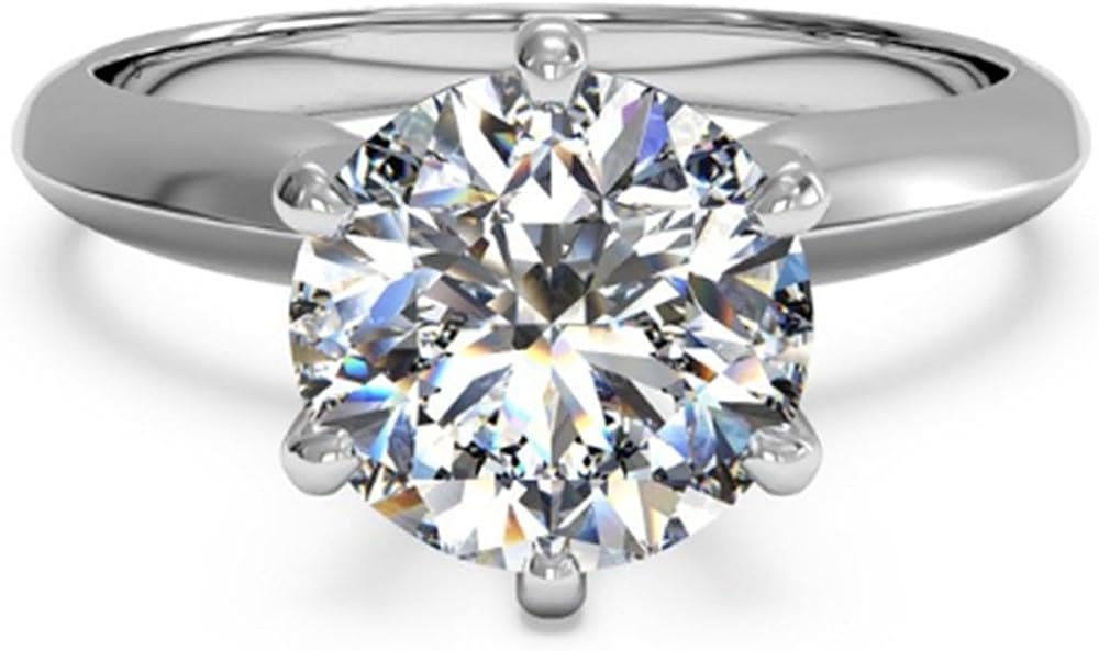 espere 3 Ct CZ Solitaire Engagement Ring Sterling Silver White Gold Plated Size 4-9 Anniversary Rings