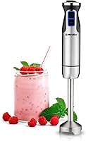 Mueller Ultra-Stick 500 Watt 9-Speed Powerful Immersion Multi-Purpose Hand Blender Heavy Duty Pure Copper Motor Brushed Stainless Steel Finish Includes 20oz BPA Free Blending Cup
