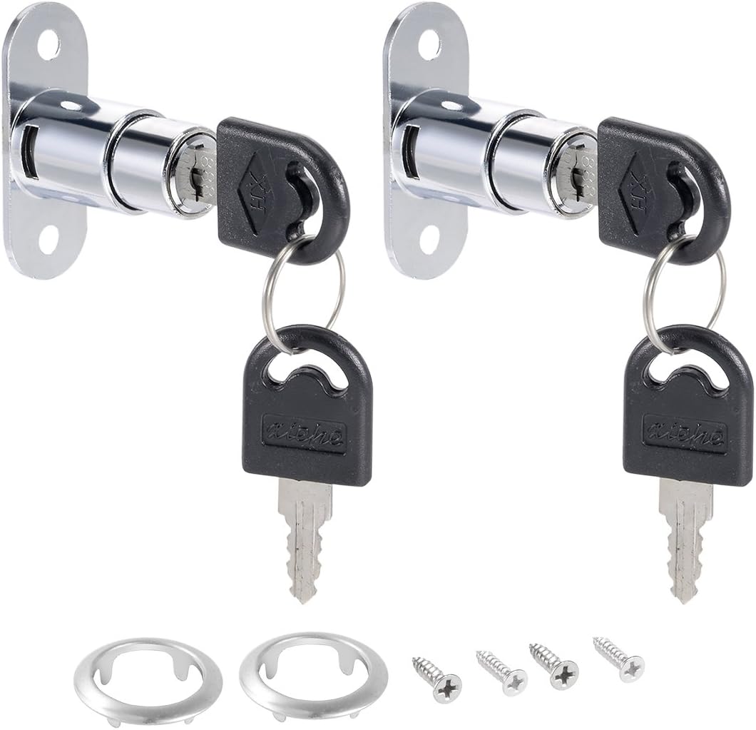 sourcing map Drawer Desk Wardrobe Cabinet Push Plunger Lock, 3/4" Cylinder Diameter 7/8" Cylinder Length - Image 3