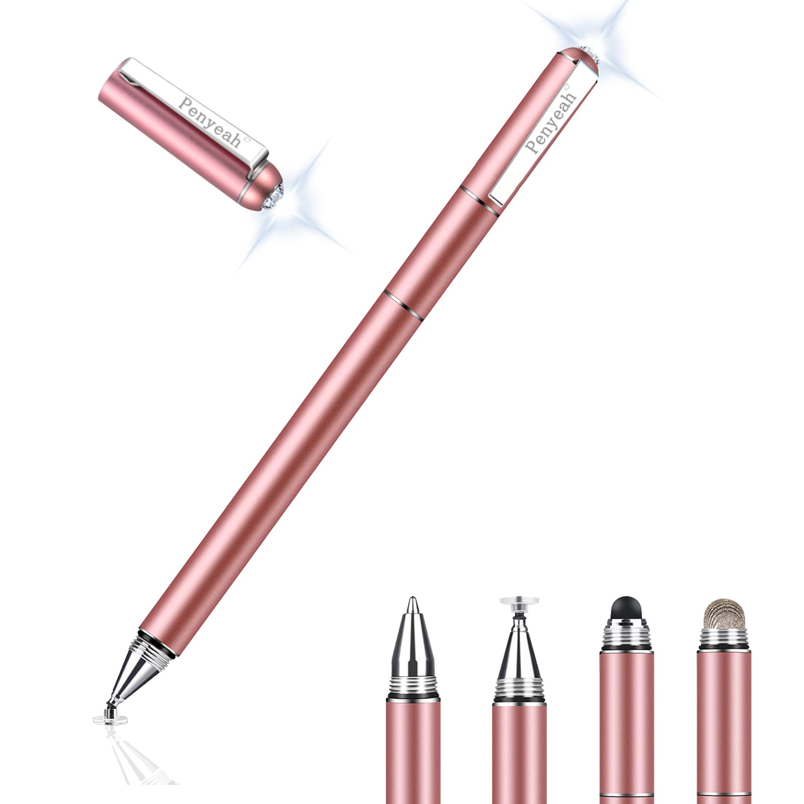Easter Basket Stuffers,Sparkling Diamond Stylus Pen, Multi-Tips Capacitive Stylist for Touch Screen Cellphones/Tablets,Birthday Gift for Women Mom Daughter Friends - Rose Gold
