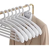 Plastic Clothes Hanger, Extra Thick Plastic Wide Shoulder Adult 360 Degrees Rotate Slip Resistant Standard Clothing Hanger Ideal for Everyday Use White 10 Pack