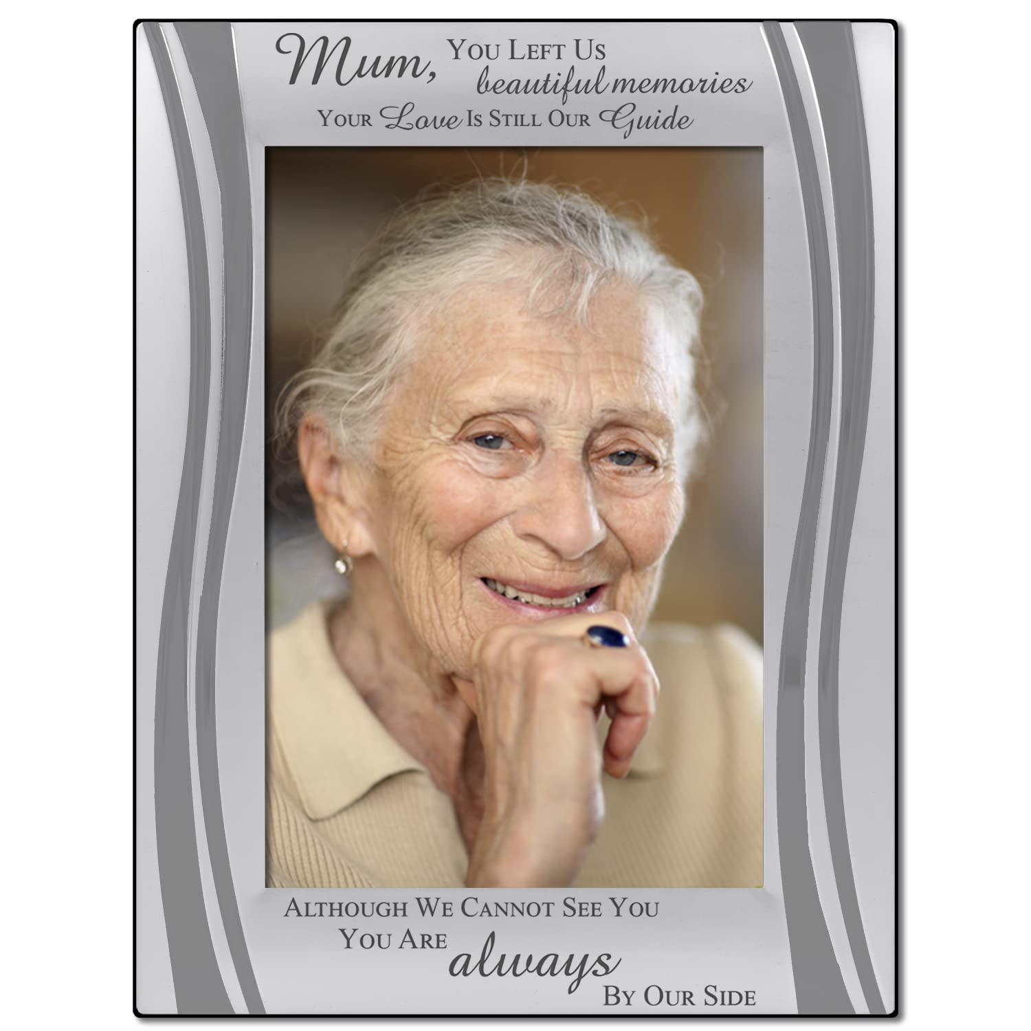 Mum Bereavement Frame, Memories, Bereavement, Memorial, In loving Memory Silver Plated Photo Frame, Matt and Gloss Silver