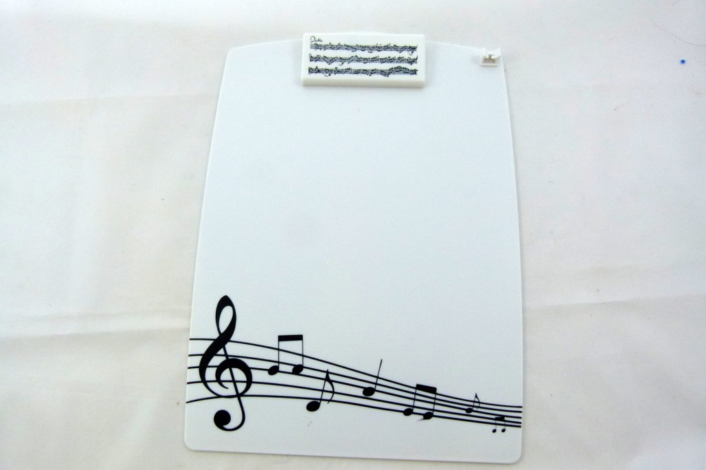 Music Themed White ABS Plastic Solid Clipboard with Pen Holder