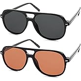 HERJOUR Retro Trendy Polarized Aviator Sunglasses Womens Mens 70s Classic Vintage Oversized Sun Glasses AR82278