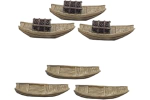TEHAUX 6pcs Mini Fishing Boat Model Boat Toy for Fish Tank Bonsai Landscape Outdoor Decor