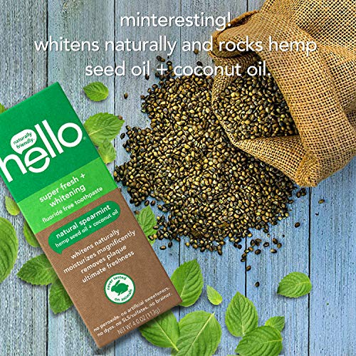 Hello Vegan Fluoride Free Toothpaste, Super Fresh Spearmint, Naturally Whitening Toothpaste