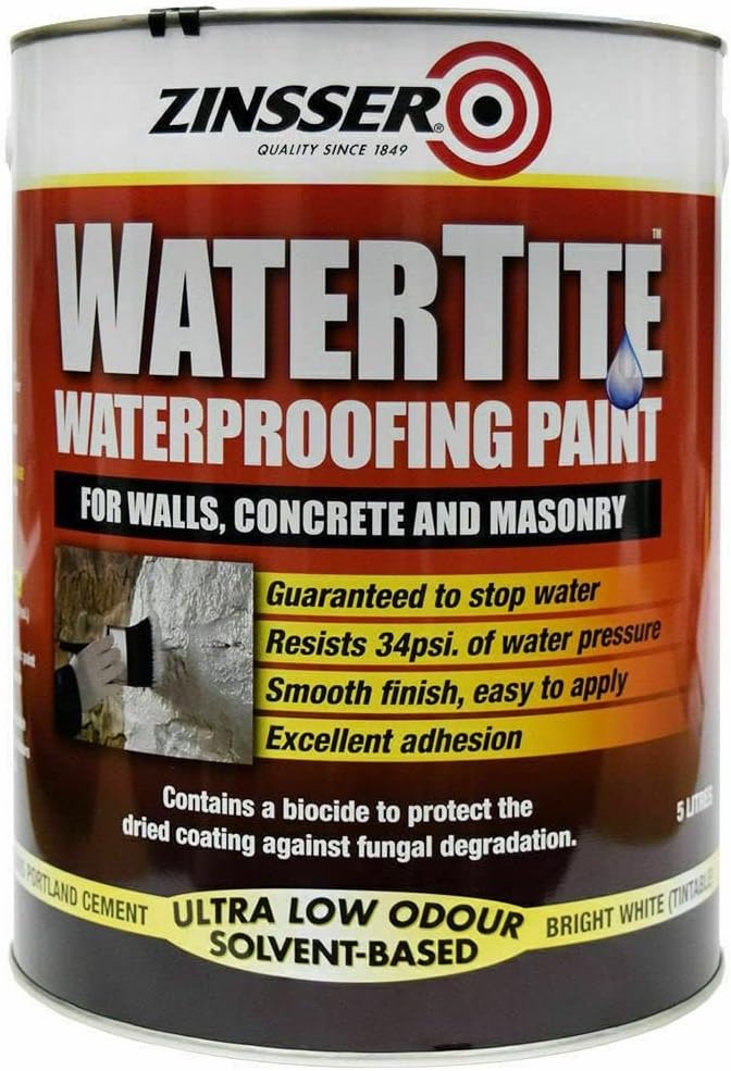 Zinsser Watertite 5 Litre Waterproof Mould Mildew Proof Masonry Paint