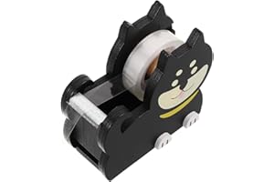Lexziuo 1 PCS Cute Dog Tape Dispenser | Black Animal Design Adhesive Roll Holder & Cutter with Non-Slip Base for Desk, Office