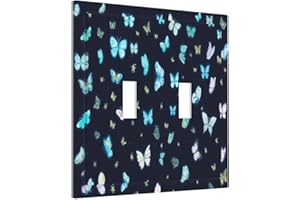 Xuejiaku Colorful Butterfly Double Toggle Light Switch Cover Decorative 2 Gang Wall Plate Electrical Faceplate Switchplate for Girls Bedroom Kids Baby Nursery Living Room Decor