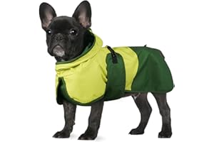 BRKURLEG Dog Raincoat for Small Medium and Large Dogs Waterproof Dog Rain Jacket Adjustable Hooded Dogs Raincoat Pet Rain Coat Poncho with Leash Hole, Reflective Strip, Green, M