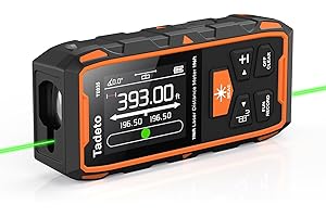 Tadeto Green Laser Measurement Tool, 393ft/120M Dual Laser Measuring Device, Rechargeable With Backlit LCD Display for Volume
