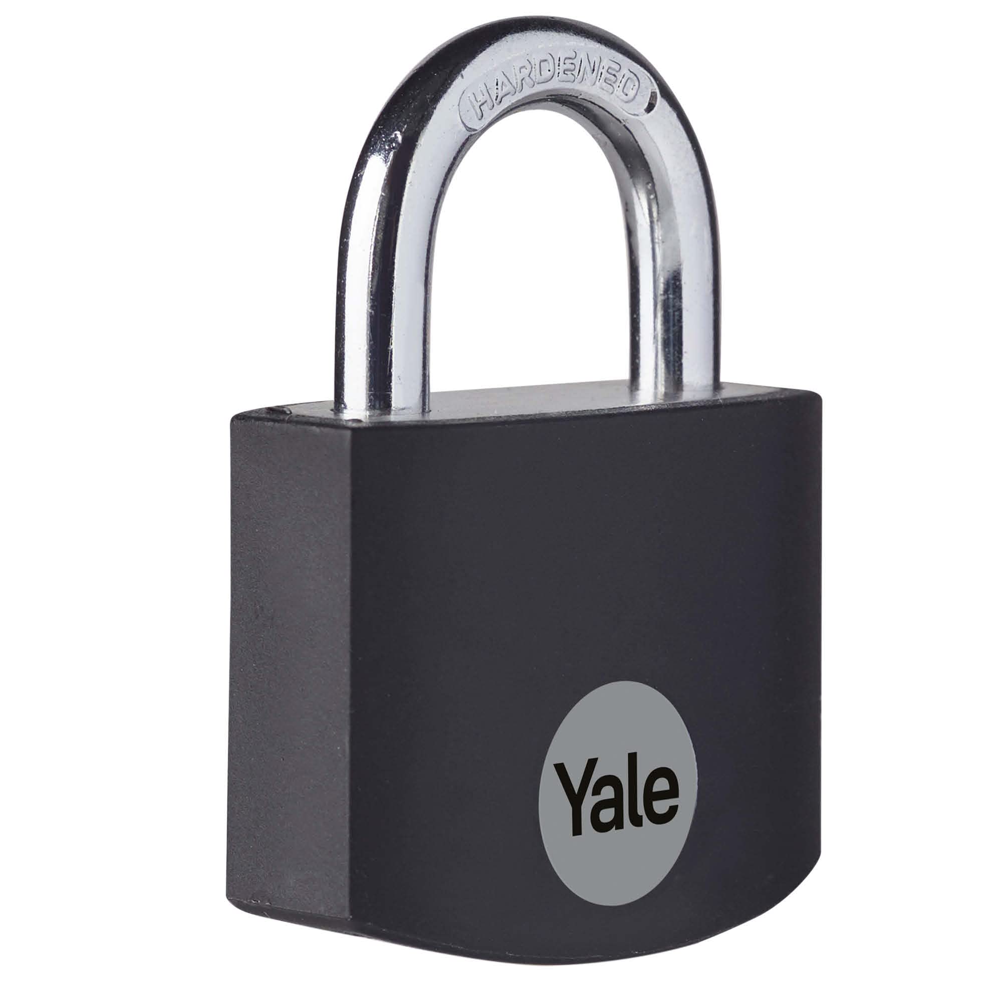 Yale - YE3B/32/116/1/BK Standard Security 32mm Aluminium Padlock - Black - Open Hardened Steel shackle - 3 keys