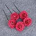Febou Artificial Flowers, 50pcs Real Touch Artificial Roses Decoration DIY for Wedding Bridesmaid Bridal Bouquets Centerpieces, Party Decoration, Home Display, Office Decor (Standard Type, Deep Pink)