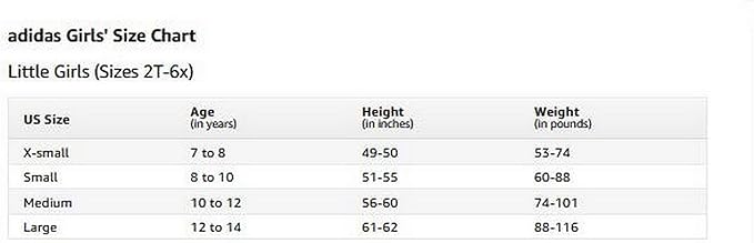 adidas big girl size chart