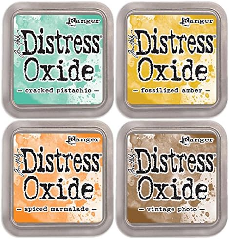 SPECIALBUNDLE: Ranger Tim Holtz Distress Oxide Ink Pad 4 Pack -Cracked+Fossilized+Spiced+Vintage (A2)