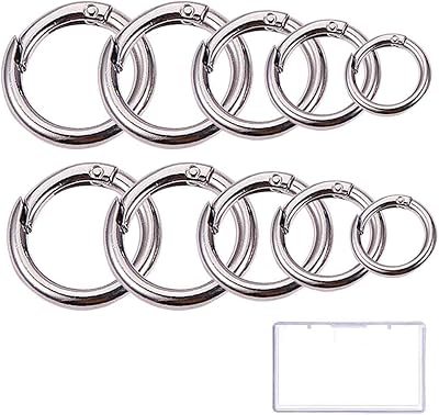 BEHAHAI 10PCS Spring O Rings Carabiner Snap Clip Keyring Bag Purse Buckle Hook