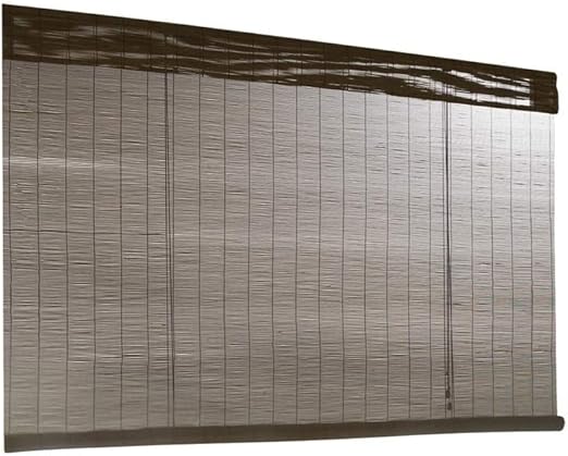 Amazon Com Style Selections Fruitwood Light Filtering Indoor Outdoor Bamboo Roll Up Roller Shade 48in X72in Home Kitchen